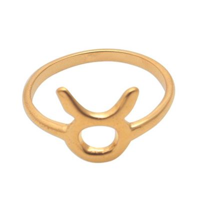 Alternate image for 18k Gold Plated Sterling Silver Taurus Band Ring Golden Taurus