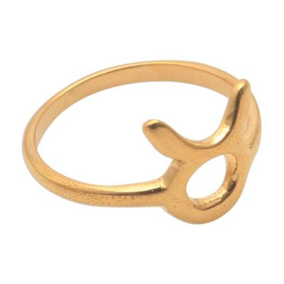 Alternate image for 18k Gold Plated Sterling Silver Taurus Band Ring Golden Taurus