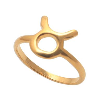 Alternate image for 18k Gold Plated Sterling Silver Taurus Band Ring Golden Taurus