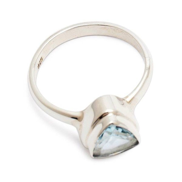 Alternate image for Minimalist 1-Carat Blue Topaz Silver Single Stone Ring Minimalist Enchantment