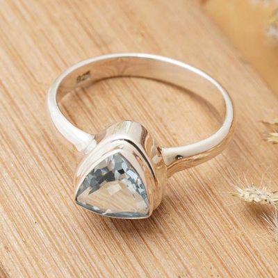 Alternate image for Minimalist 1-Carat Blue Topaz Silver Single Stone Ring Minimalist Enchantment