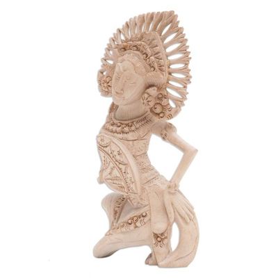 Alternate image for Balinese Folk Dancer Portrait Sculpted in Crocodile Wood Jangi Janger