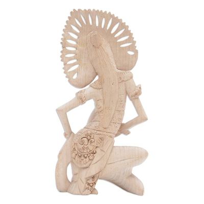 Alternate image for Balinese Folk Dancer Portrait Sculpted in Crocodile Wood Jangi Janger