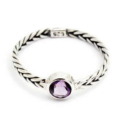 Alternate image for Amethyst Sterling Silver Single Stone Ring with Braided Band Sublime Glamour
