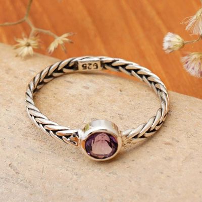 Alternate image for Amethyst Sterling Silver Single Stone Ring with Braided Band Sublime Glamour