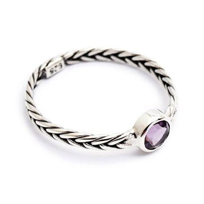 Alternate image for Amethyst Sterling Silver Single Stone Ring with Braided Band Sublime Glamour