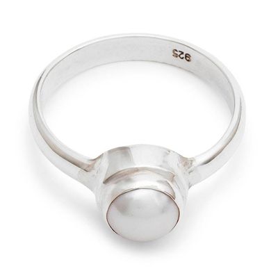Alternate image for Sterling Silver and Grey Pearl Single Stone Ring from Bali Purity Core