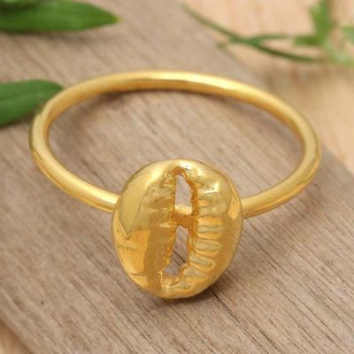 Alternate image for 18k Gold-Plated Inspirational Coffee Bean Cocktail Ring Golden Grain