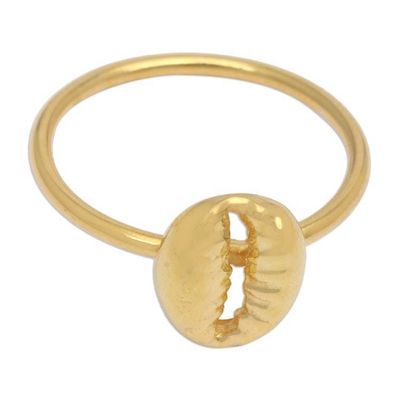 Alternate image for 18k Gold-Plated Inspirational Coffee Bean Cocktail Ring Golden Grain