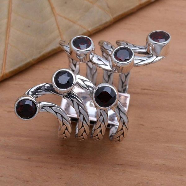 Alternate image for Balinese Style Garnet Cocktail Ring Spreading Goodness