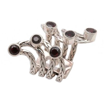 Alternate image for Balinese Style Garnet Cocktail Ring Spreading Goodness