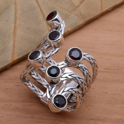 Alternate image for Balinese Style Garnet Cocktail Ring Spreading Goodness