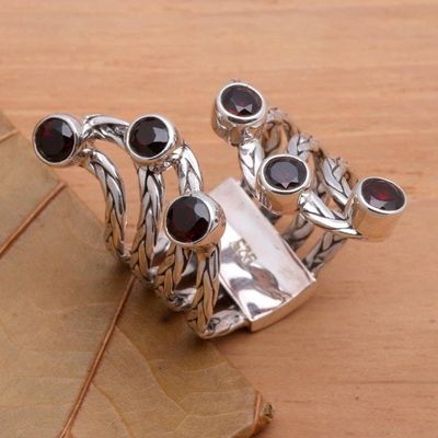Alternate image for Balinese Style Garnet Cocktail Ring Spreading Goodness