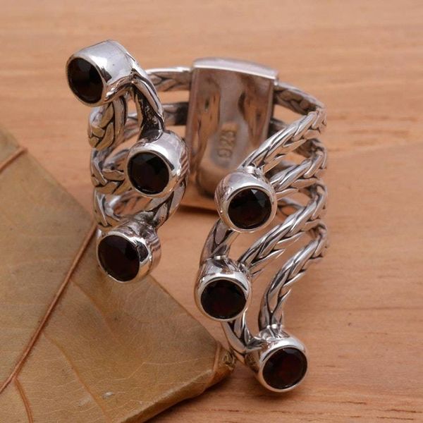 Alternate image for Balinese Style Garnet Cocktail Ring Spreading Goodness