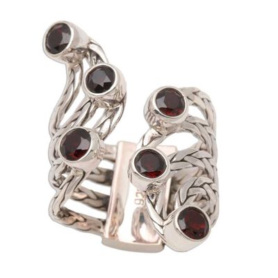 Alternate image for Balinese Style Garnet Cocktail Ring Spreading Goodness