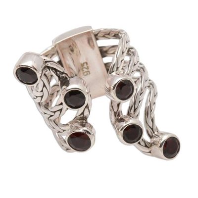 Alternate image for Balinese Style Garnet Cocktail Ring Spreading Goodness