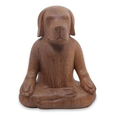 Alternate image for Artisan Hand Carved Wood Beagle in Yoga Pose Sculpture Yoga Beagle