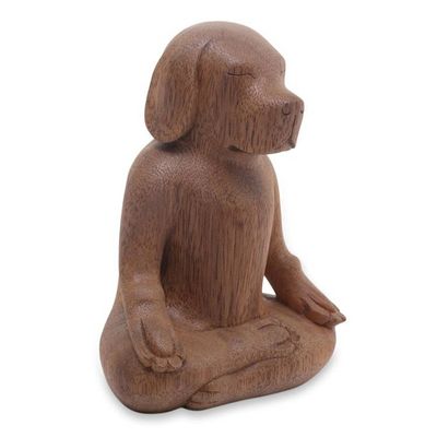 Alternate image for Artisan Hand Carved Wood Beagle in Yoga Pose Sculpture Yoga Beagle