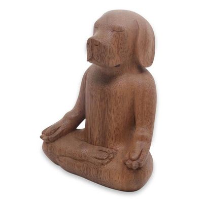 Alternate image for Artisan Hand Carved Wood Beagle in Yoga Pose Sculpture Yoga Beagle