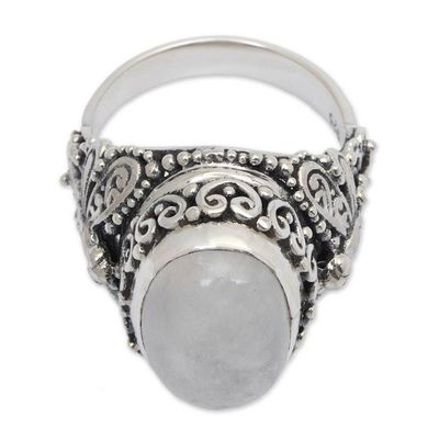 Alternate image for Dragonfly-Themed Balinese Moonstone Cabochon Cocktail Ring Lunar Dragonfly