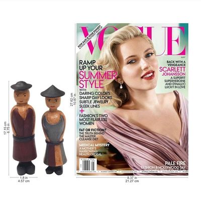 Alternate image for Hand Carved Wood Figurines of a Farmer Couple from Bali Happy Farmers