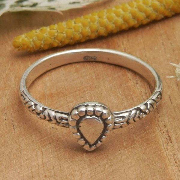 Alternate image for Sterling Silver Band Ring with Teardrop Accent from Bali Drop in the Rain