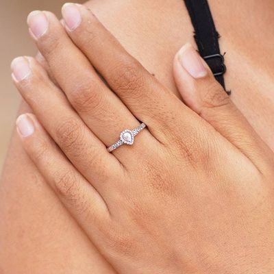 Alternate image for Sterling Silver Band Ring with Teardrop Accent from Bali Drop in the Rain