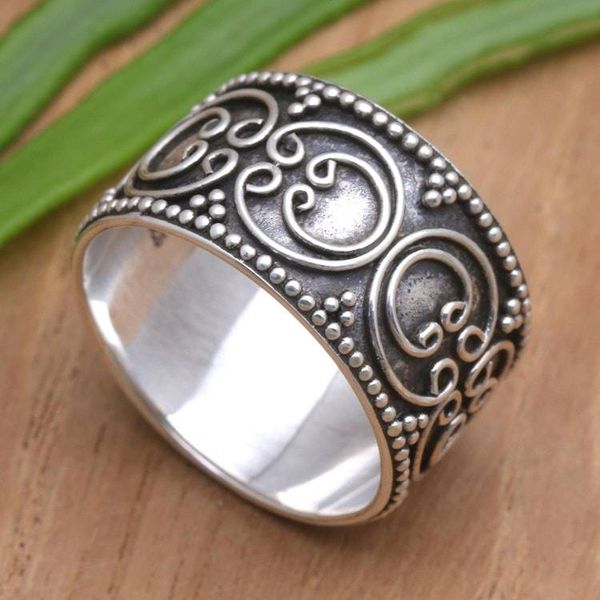 Alternate image for Artisan Crafted Sterling Silver Band Ring Opulent Swirl