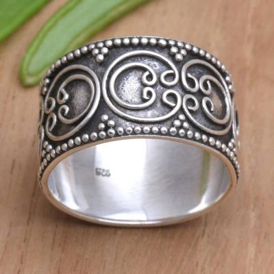Alternate image for Artisan Crafted Sterling Silver Band Ring Opulent Swirl