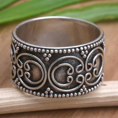 Alternate image for Artisan Crafted Sterling Silver Band Ring Opulent Swirl