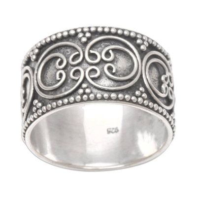Alternate image for Artisan Crafted Sterling Silver Band Ring Opulent Swirl