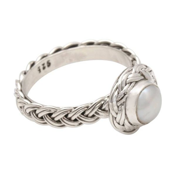 Alternate image for Elegant Cultured Pearl and Sterling Silver Ring Soul of Amlapura