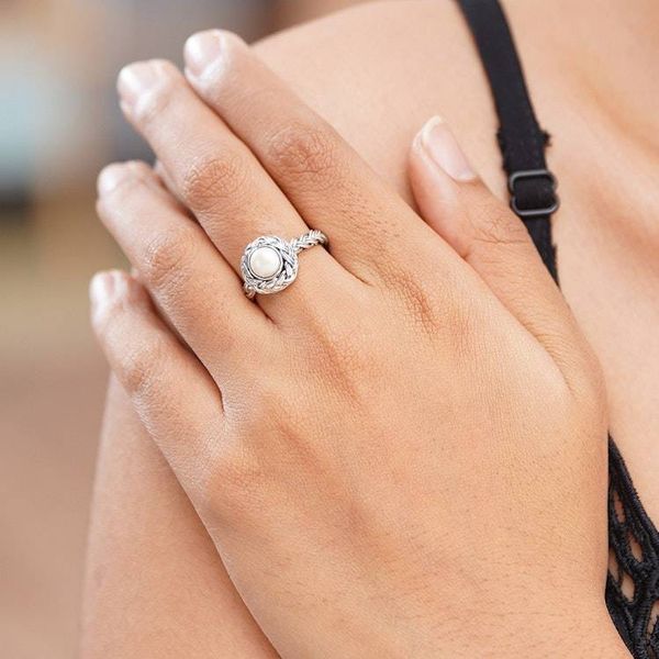 Alternate image for Elegant Cultured Pearl and Sterling Silver Ring Soul of Amlapura
