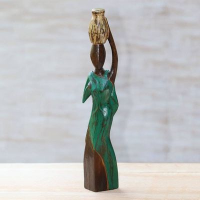 Alternate image for Albesia Wood Sculpture Water Jug