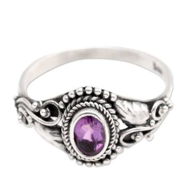 Alternate image for Polished Classic Faceted Amethyst Cocktail Ring from Bali Spring Crown