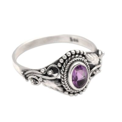 Alternate image for Polished Classic Faceted Amethyst Cocktail Ring from Bali Spring Crown