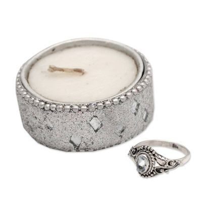 Alternate image for Polished Classic Faceted Blue Topaz Cocktail Ring from Bali Winter Crown