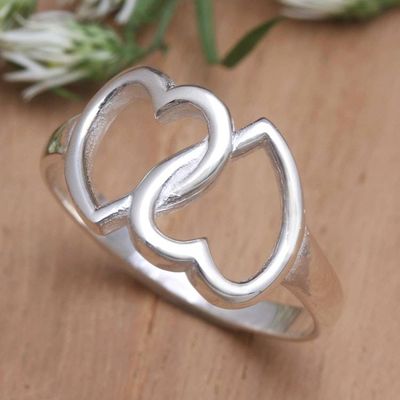 Alternate image for Sterling Silver Cocktail Ring with Heart Motif Love Begets Love