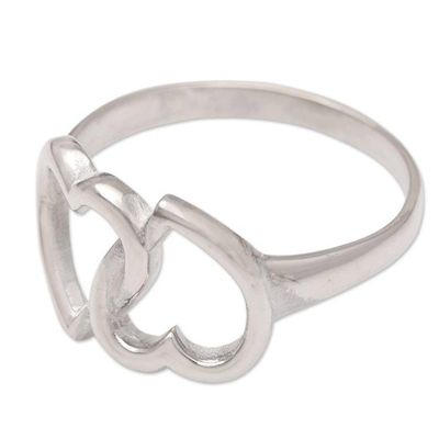 Alternate image for Sterling Silver Cocktail Ring with Heart Motif Love Begets Love