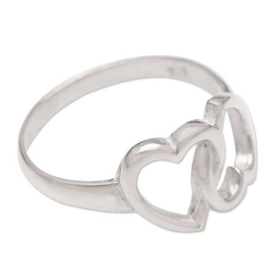 Alternate image for Sterling Silver Cocktail Ring with Heart Motif Love Begets Love
