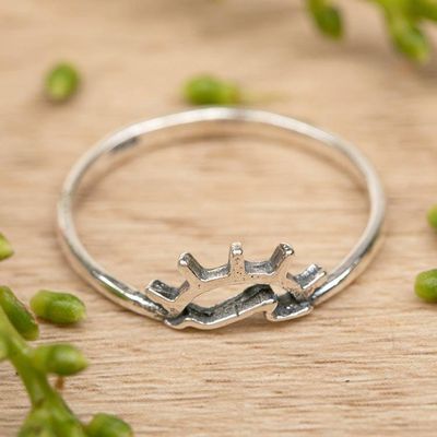 Primary image for Nature-Themed Balinese-Made Sterling Silver Sunset Band Ring Sun Waves