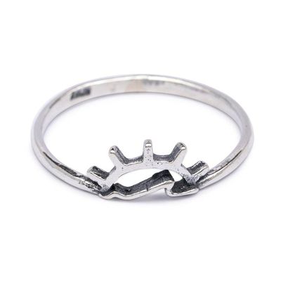 Alternate image for Nature-Themed Balinese-Made Sterling Silver Sunset Band Ring Sun Waves