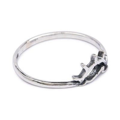 Alternate image for Nature-Themed Balinese-Made Sterling Silver Sunset Band Ring Sun Waves