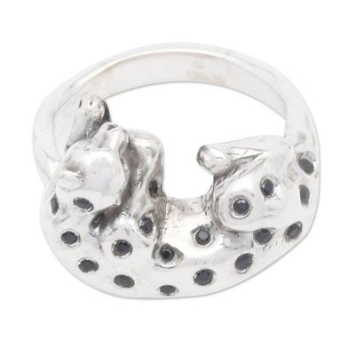 Alternate image for Mens Leopard-Themed Sterling Silver Cocktail Ring Dormant Leopard