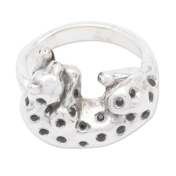 Alternate image for Mens Leopard-Themed Sterling Silver Cocktail Ring Dormant Leopard