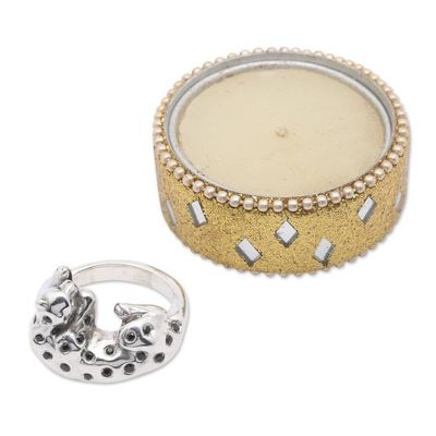 Alternate image for Mens Leopard-Themed Sterling Silver Cocktail Ring Dormant Leopard