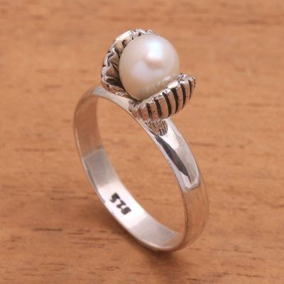 Alternate image for Cultured Pearl Clam Cocktail Ring from Bali Clam Shell