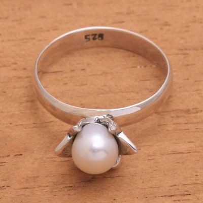 Alternate image for Floral Cultured Pearl Cocktail Ring from Bali Blooming Light