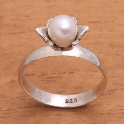 Alternate image for Floral Cultured Pearl Cocktail Ring from Bali Blooming Light