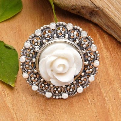 Primary image for Rose-Themed Sterling Silver Cocktail Ring from Bali Wondrous Rose